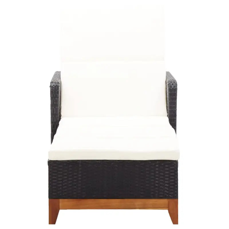 Poly Rattan Ligstoel met Massief Acaciahout voor de Tuin - Ligstoelen