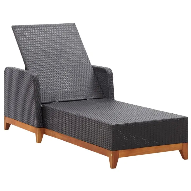 Poly Rattan Ligstoel met Massief Acaciahout voor de Tuin - Ligstoelen