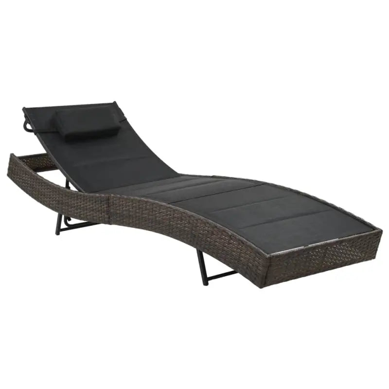 Poly Rattan Ligstoel met Textileen Stof en Katoen Vulling - Bruin / 1 - Ligstoelen