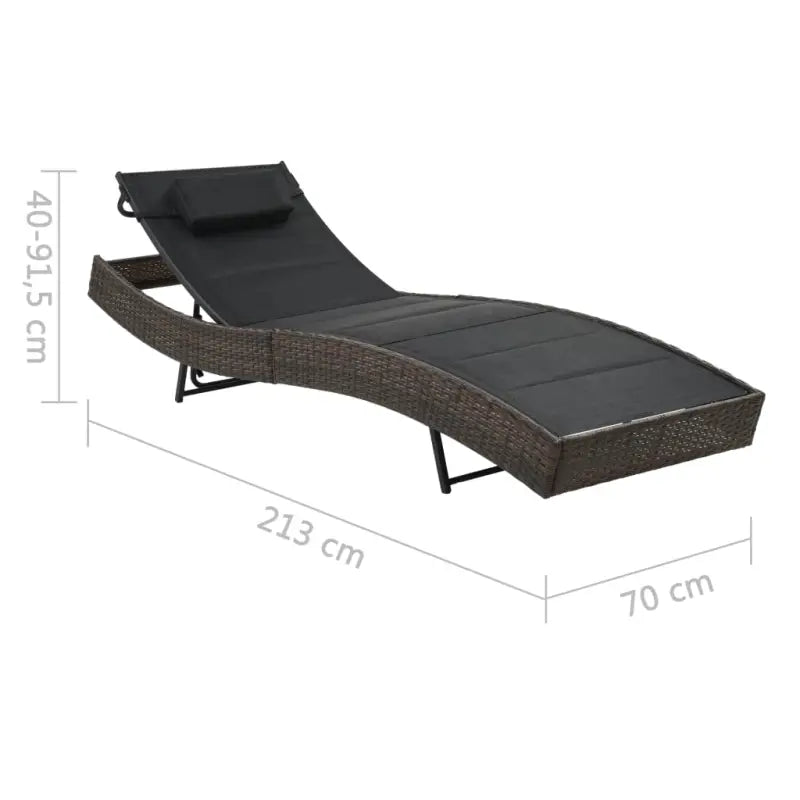 Poly Rattan Ligstoel met Textileen Stof en Katoen Vulling - Ligstoelen