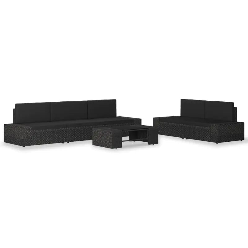 Poly rattan loungeset met comfortabele breedte en diepte zitting voor tuin - Zwart - Tuinsets