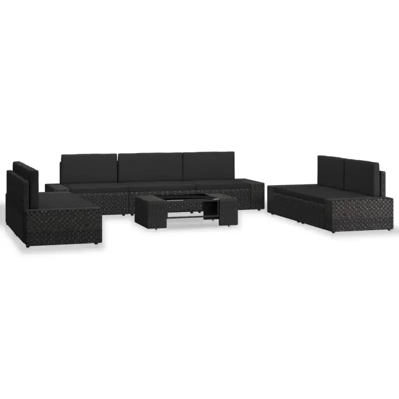Poly Rattan Loungeset met comfortabele breedte en diepte zitting - Zwart - Tuinsets