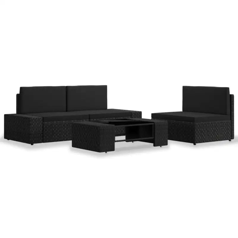 Poly rattan loungeset met comfortabele breedte en diepte zitting voor tuin genieten - Zwart - Tuinsets