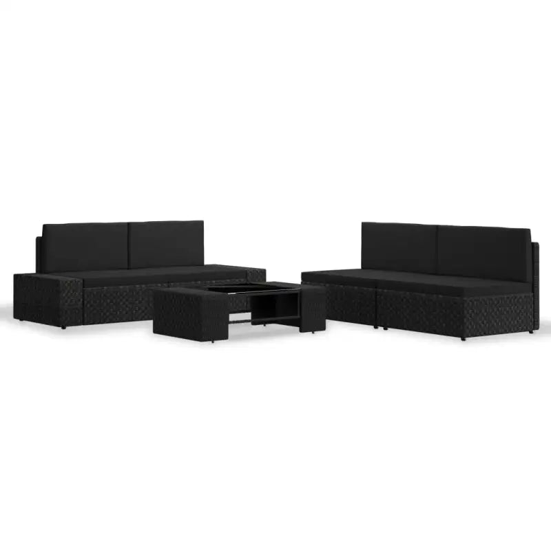 Poly rattan loungeset met comfortabele breedte en diepte zitting - Zwart - Tuinsets