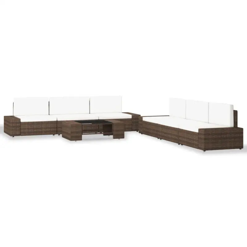 Poly rattan loungeset met comfortabele breedte en diepte zitting - Bruin - Tuinsets