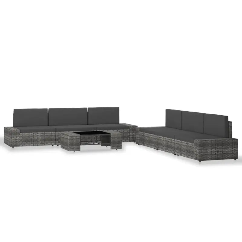Poly rattan loungeset met comfortabele breedte en diepte zitting - Grijs - Tuinsets