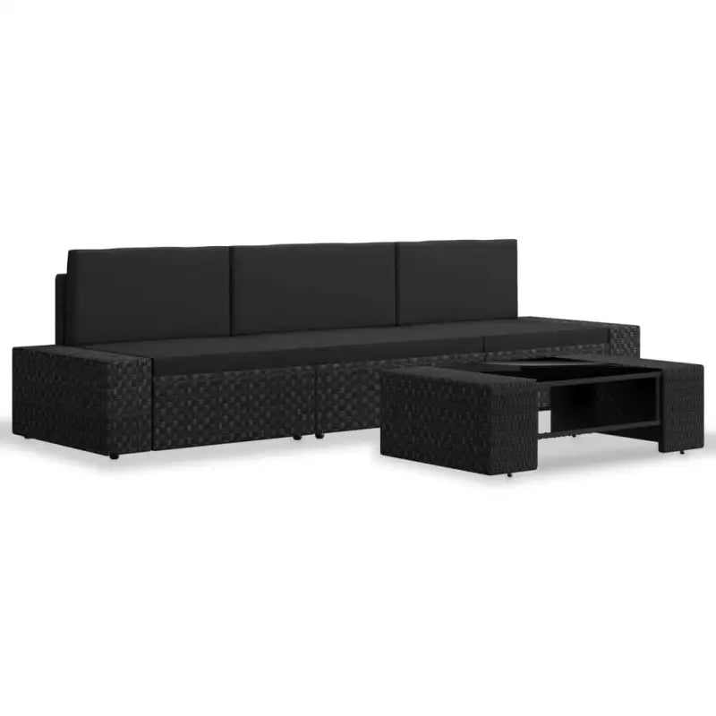 Poly rattan loungeset met comfortabele breedte en diepte zitting voor tuin genieten - Tuinsets