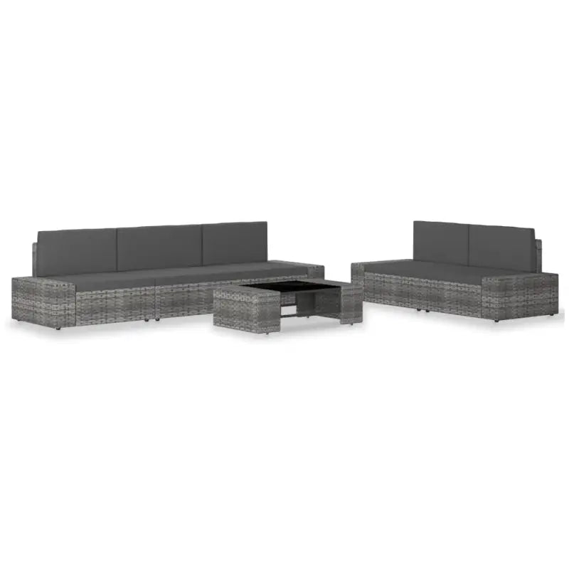 Poly rattan loungeset met comfortabele breedte en diepte zitting voor tuin - Grijs - Tuinsets