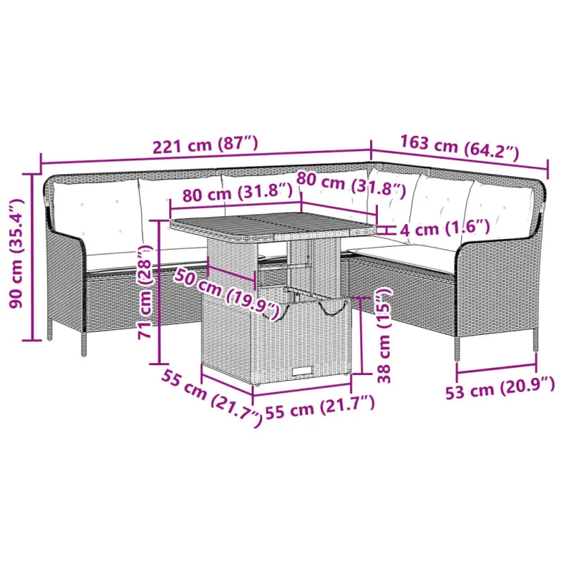 Poly rattan loungeset met comfortabele zitervaring en wasbare hoes - Tuinsets