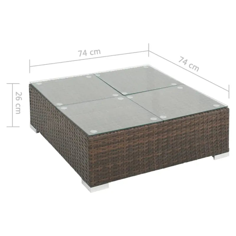 Poly rattan loungeset met diepte zitting en gepoedercoat stalen frame - Bruin - Tuinsets
