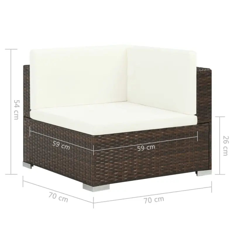 Poly rattan loungeset met diepte zitting en gepoedercoat stalen frame - Bruin - Tuinsets