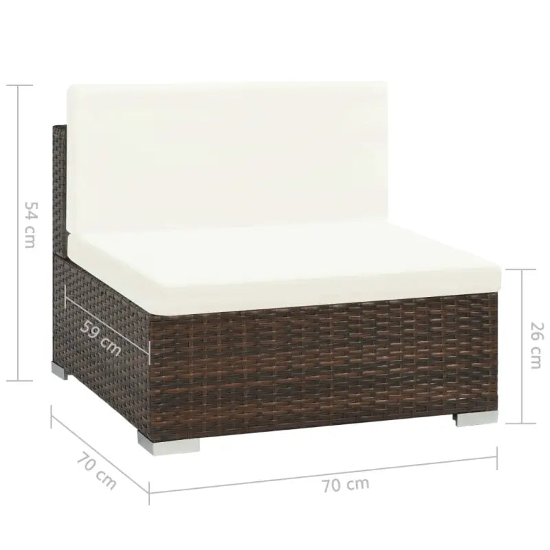 Poly rattan loungeset met diepte zitting en gepoedercoat stalen frame - Bruin - Tuinsets