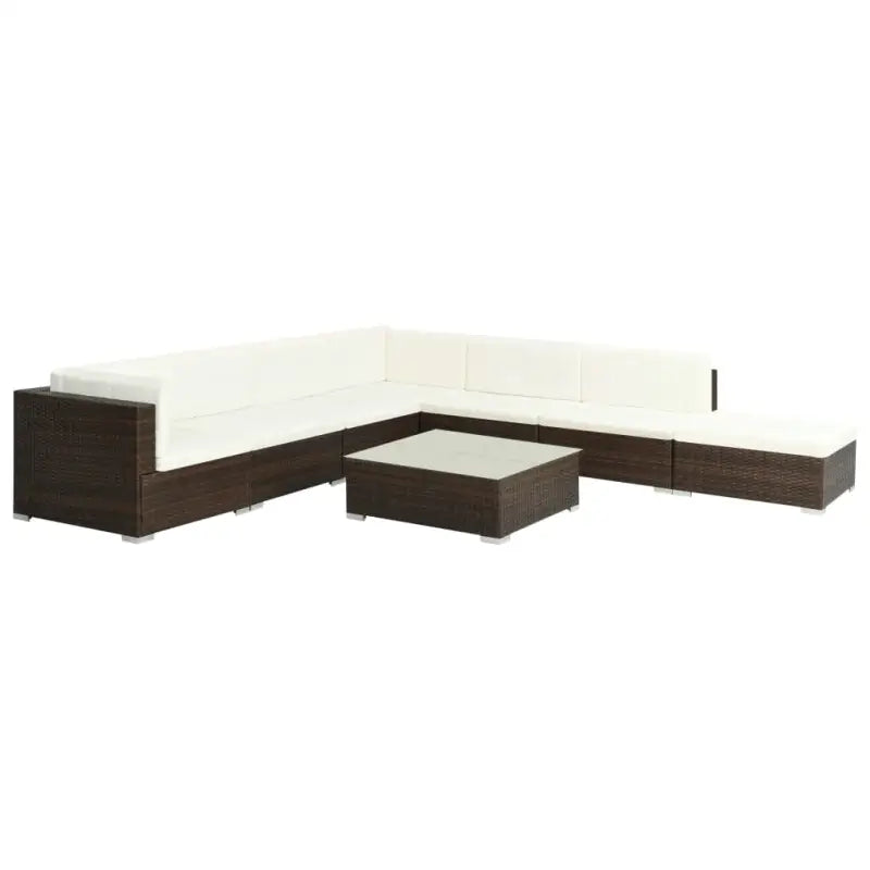 Poly rattan loungeset met diepte zitting en gepoedercoat stalen frame - Bruin - Tuinsets