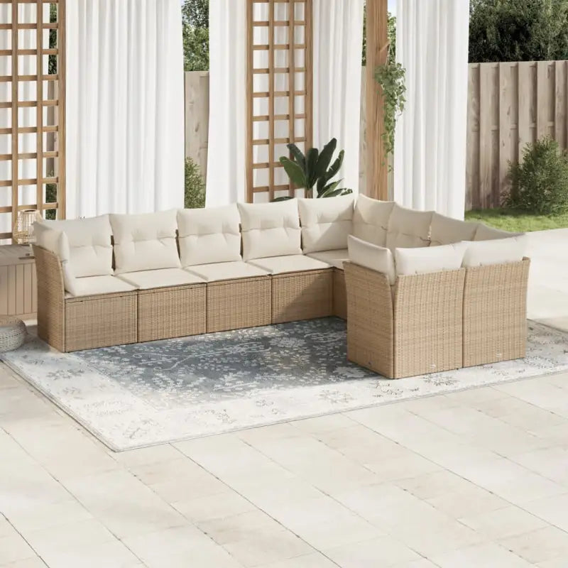 Poly rattan loungeset met gepoedercoat staal en waterdichte tas - beige en crèmekleurig / Zonder tafel - Tuinsets