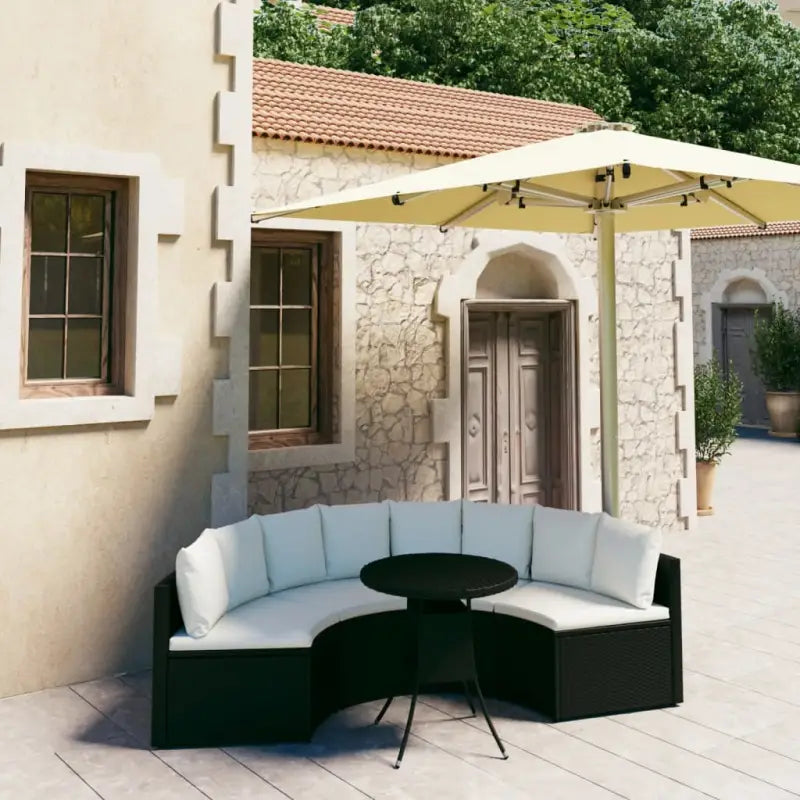 Poly rattan loungeset met gepoedercoat staal voor een ontspannen tuinhoek - Zwart - Tuinsets