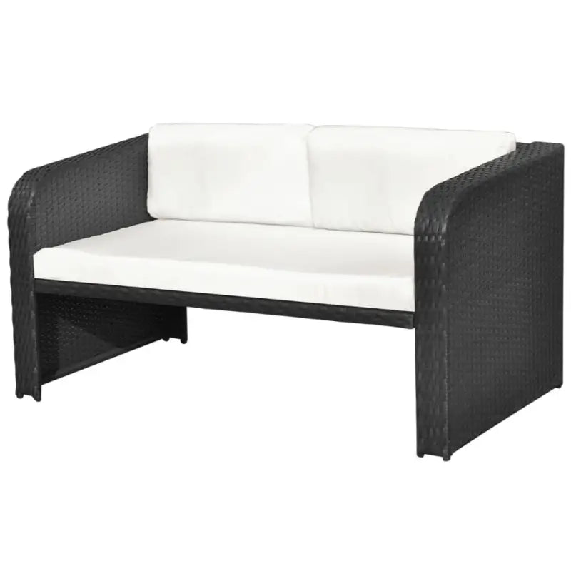 Poly rattan loungeset met glazen tafelblad inclusief levering - Zwart - Tuinsets