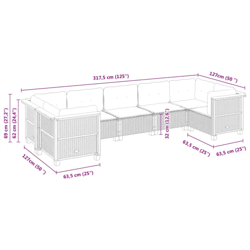 Poly rattan loungeset met natuurlijke olieafwerking voor een comfortabele zitervaring - Tuinsets