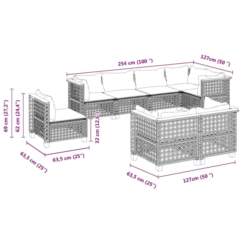 Poly rattan loungeset met natuurlijke olieafwerking en comfortabele zitervaring - Tuinsets