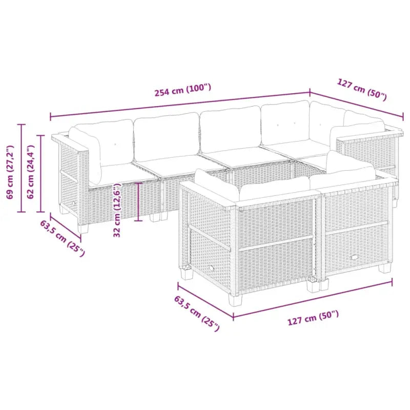Poly rattan loungeset met natuurlijke olieafwerking voor comfortabele zitervaring - Tuinsets