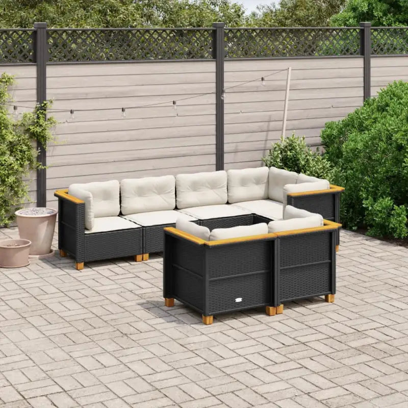 Poly rattan loungeset met natuurlijke olieafwerking voor comfortabele zitervaring - Zwart / Dichtgeweven - Tuinsets