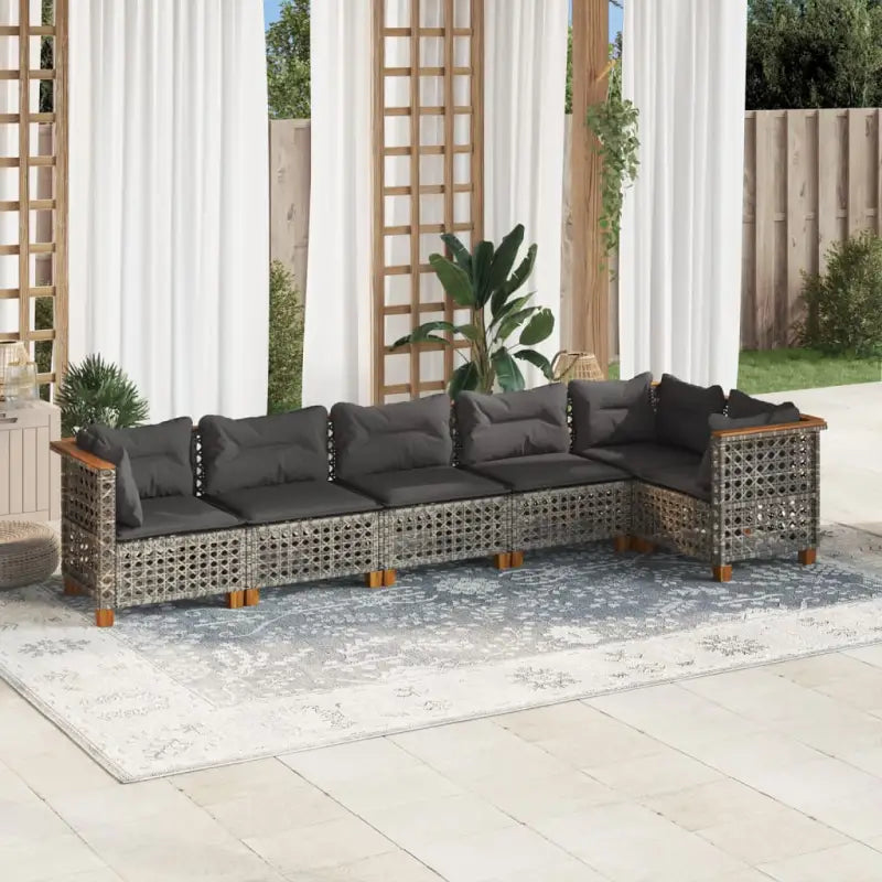 Poly rattan loungeset met natuurlijke olieafwerking voor comfortabele zitervaring - Grijs / Zonder tafel / gat weven