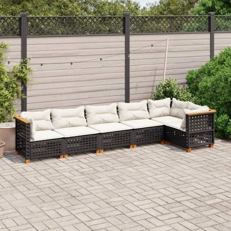 Poly rattan loungeset met natuurlijke olieafwerking voor comfortabele zitervaring - Zwart / Zonder tafel / gat weven