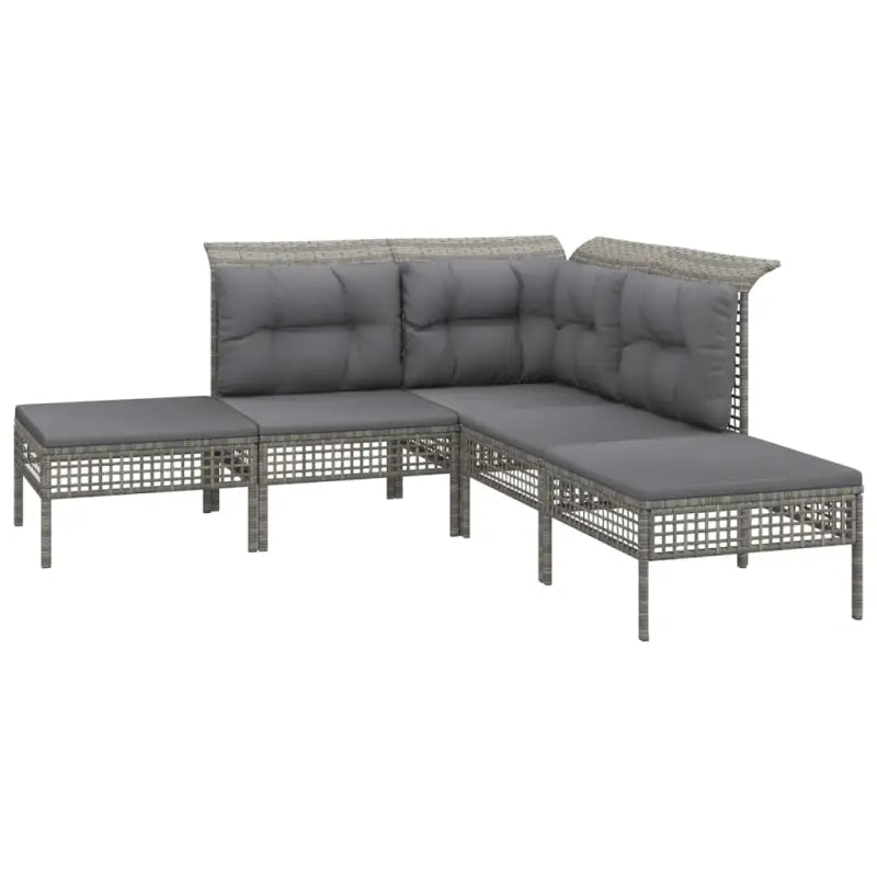Poly rattan loungeset met rasterontwerp en comfortabele diepte zitting - Tuinsets