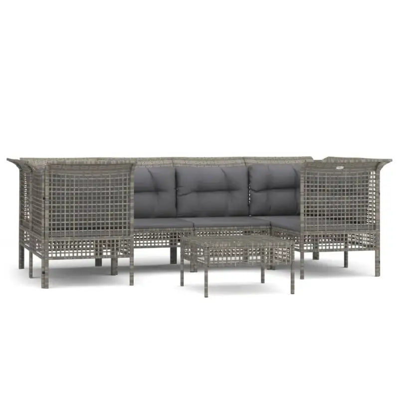 Poly rattan loungeset met rasterontwerp en comfortabele diepte zitting - Tuinsets