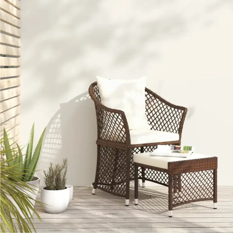 Poly rattan loungeset met stalen frame voor jouw tuin of terras - Bruin - Tuinsets