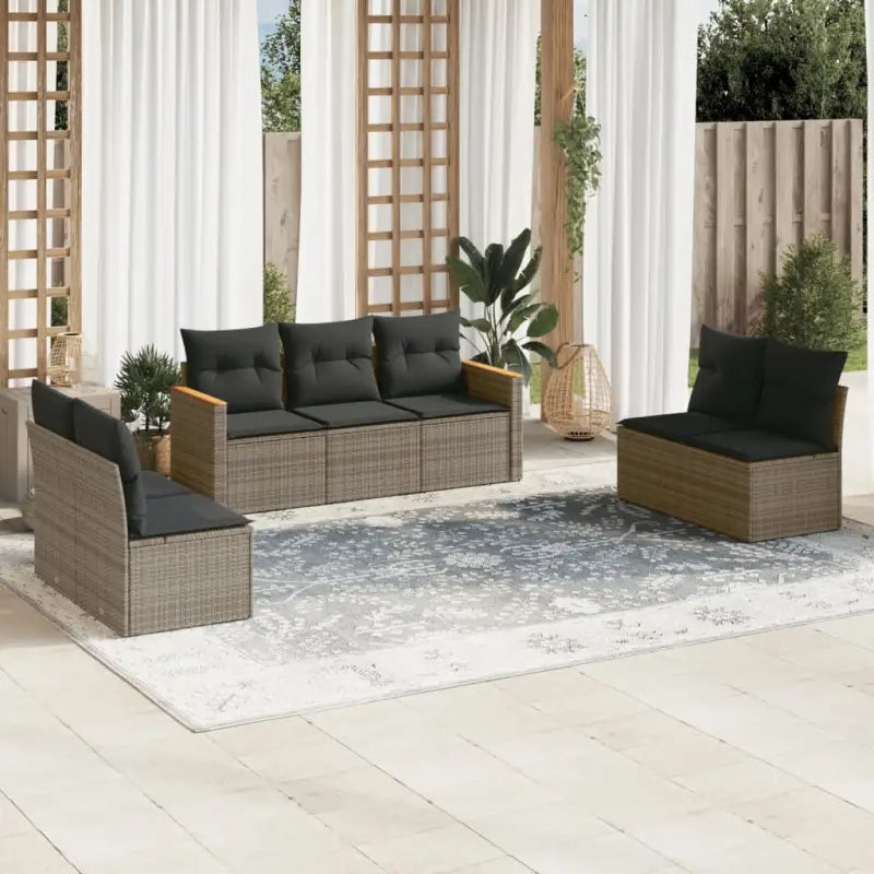 Poly rattan loungeset met wasbare hoes en gepoedercoat staal afmetingen - Grijs / Zonder tafel - Tuinsets