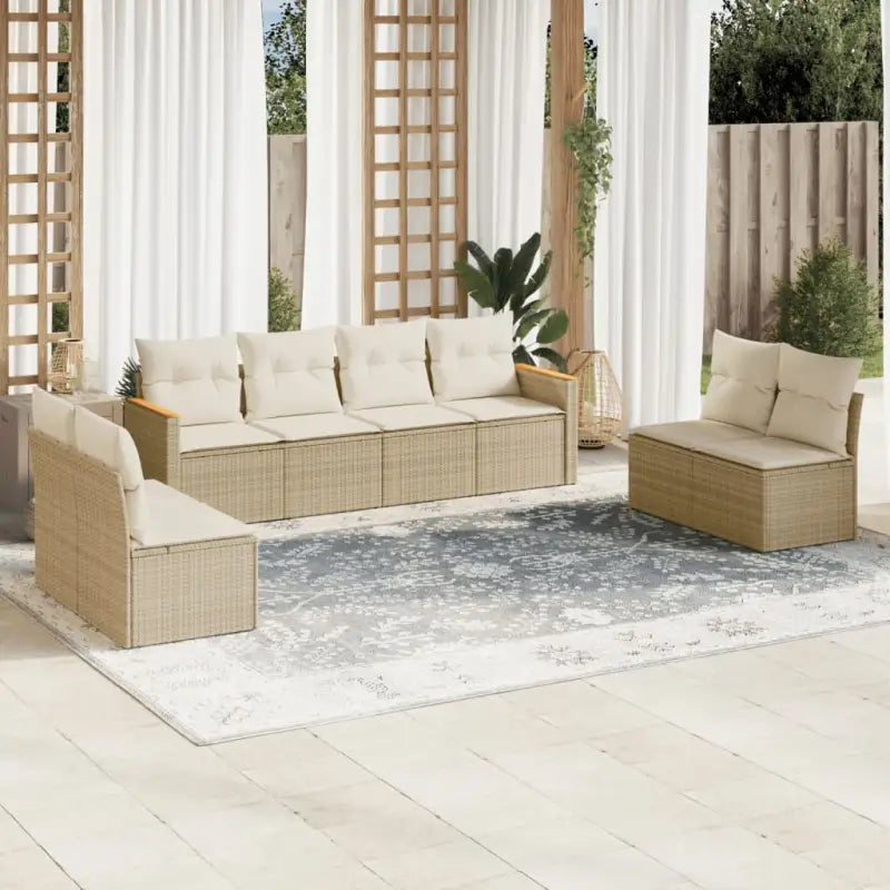 Poly Rattan Loungeset met Wasbare Hoezen en Gepoedercoat Staal Afmetingen - Beige / Zonder tafel - Tuinsets