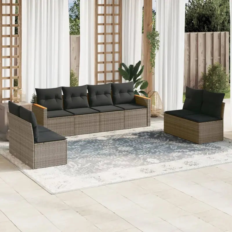 Poly Rattan Loungeset met Wasbare Hoezen en Gepoedercoat Staal Afmetingen - Grijs / Zonder tafel - Tuinsets