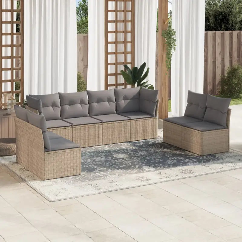 Poly Rattan Loungeset met waterdichte tas en gepoedercoat staal afmetingen - Beige en grijs / Zonder tafel - Tuinsets