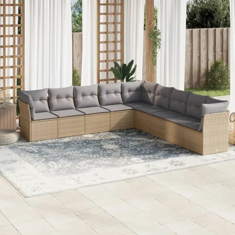 Poly rattan loungeset met waterdichte tas en gepoedercoat staal afmetingen - Beige en grijs / Zonder tafel - Tuinsets