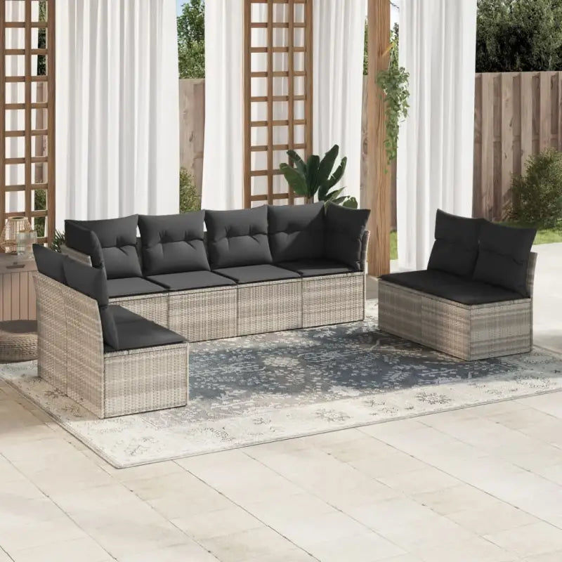 Poly Rattan Loungeset met waterdichte tas en gepoedercoat staal afmetingen - Lichtgrijs / Zonder tafel - Tuinsets