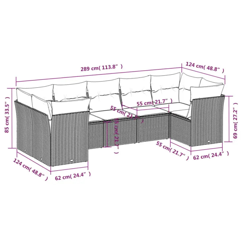 Poly Rattan Loungeset met Waterdichte Tas en Gepoedercoat Staal - Tuinsets