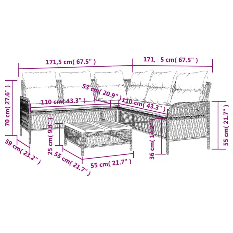 Poly rattan loungeset voor comfortabele zitervaring met wasbare hoes - Tuinsets