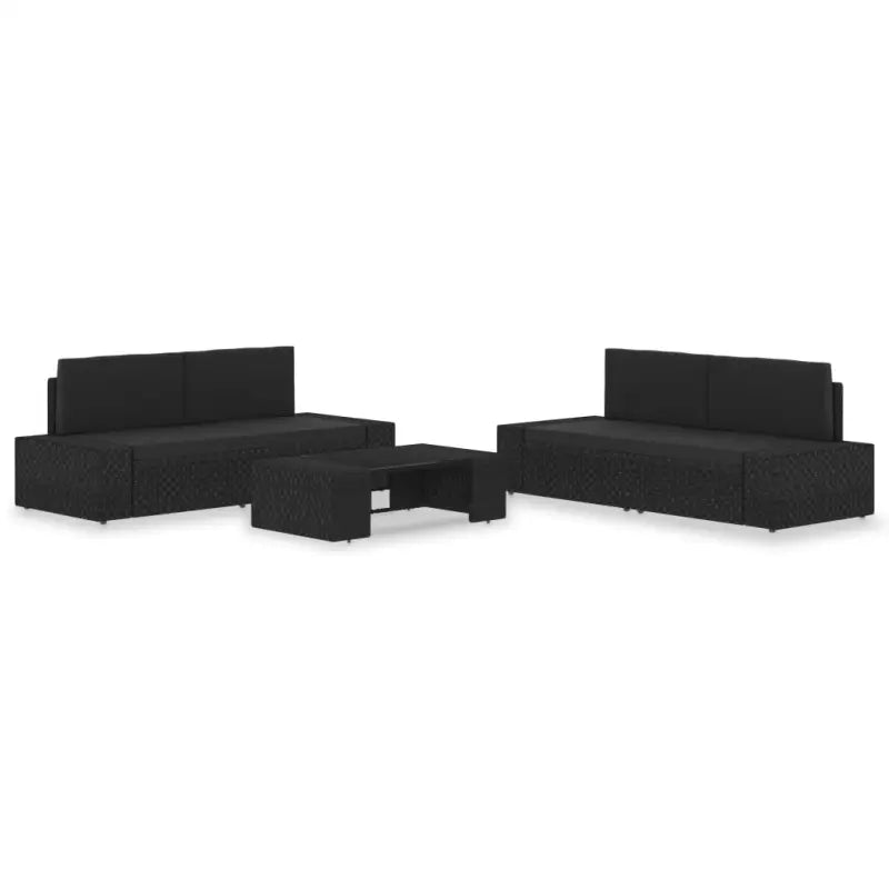 Poly rattan loungeset voor stijlvolle en comfortabele tuinbijeenkomsten - Zwart - Tuinsets