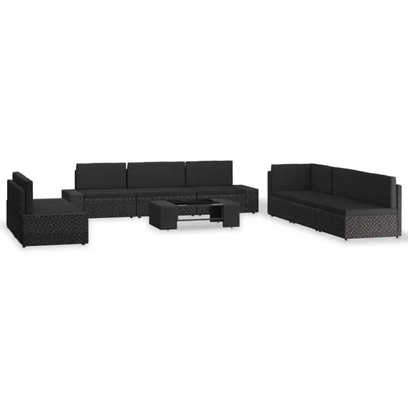 Poly Rattan Loungeset voor Tuin met comfortabele afmetingen en stijl - Zwart - Tuinsets