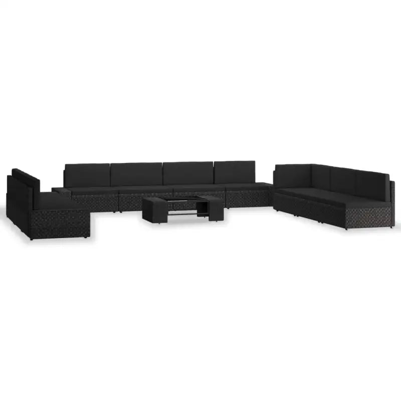 Poly Rattan Loungeset voor Tuin met Comfortabele Afmetingen Rugkussen - Zwart - Tuinsets