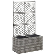 Poly rattan plantenbak met uitneembare potten en latwerk voor tuin - Bloempotten & plantenbakken