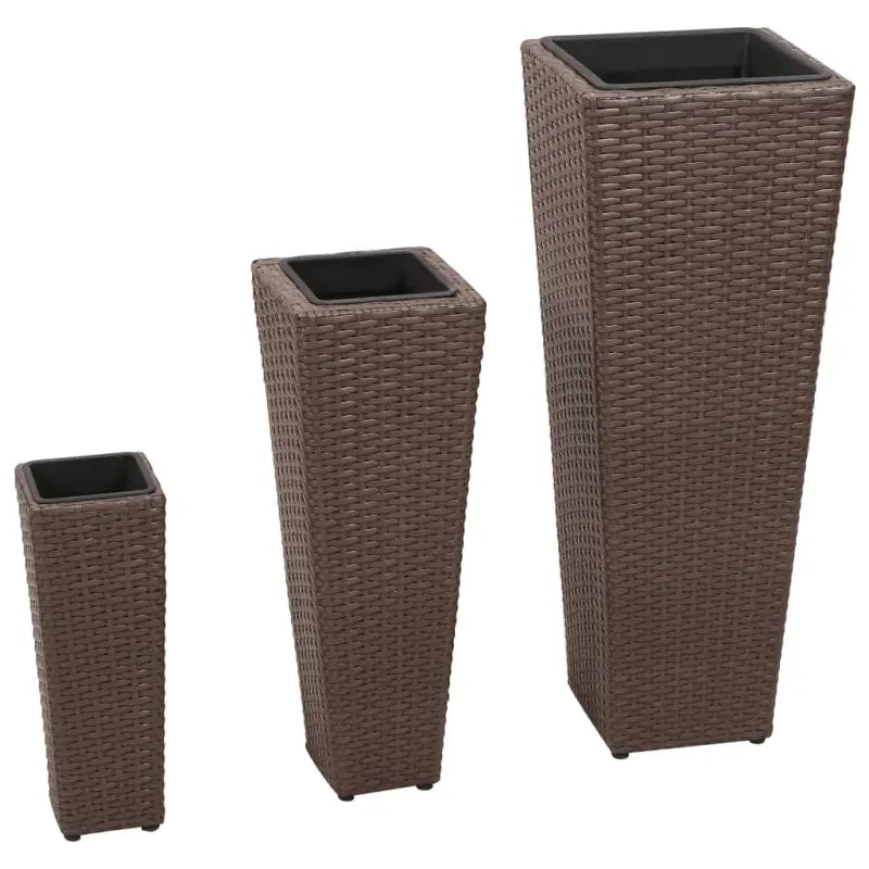 Poly rattan plantenbakken met verschillende maten en stalen frame - Bruin / 3 - Bloempotten & plantenbakken