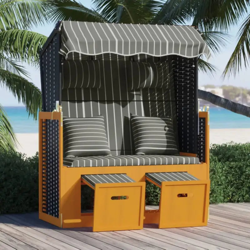Poly Rattan Strandstoel Biedt Comfortabele Zitervaring voor Strand en Tuin - Zwart en grijs / 1 - Ligstoelen