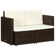 Poly Rattan Tuinbank met Stalen Frame inclusief Levering - Bruin / 1 - Loungebanken