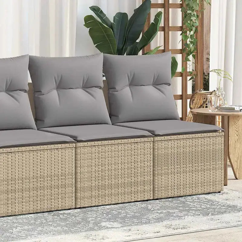 Poly Rattan Tuinbank met Waterdichte Tas en Wasbare Hoezen - Beige en grijs / met opbergruimte - Tuinsets