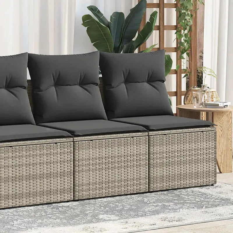Poly Rattan Tuinbank met Waterdichte Tas en Wasbare Hoezen - Lichtgrijs / met opbergruimte - Tuinsets