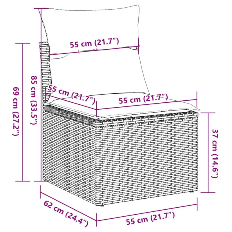 Poly Rattan Tuinbank met Waterdichte Tas en Wasbare Hoezen - Tuinsets