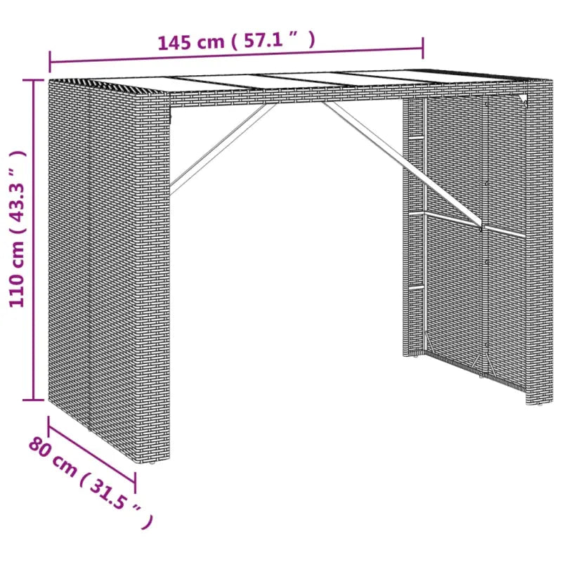 Poly rattan tuinbarset met gehard glas en eenvoudig schoon onderhoud - Tuinsets