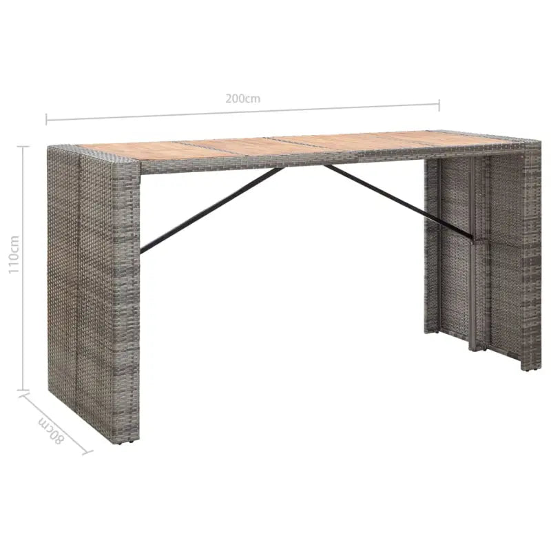 Poly Rattan Tuinbarset met Massief Acaciahout voor buitengebruik - Tuinsets