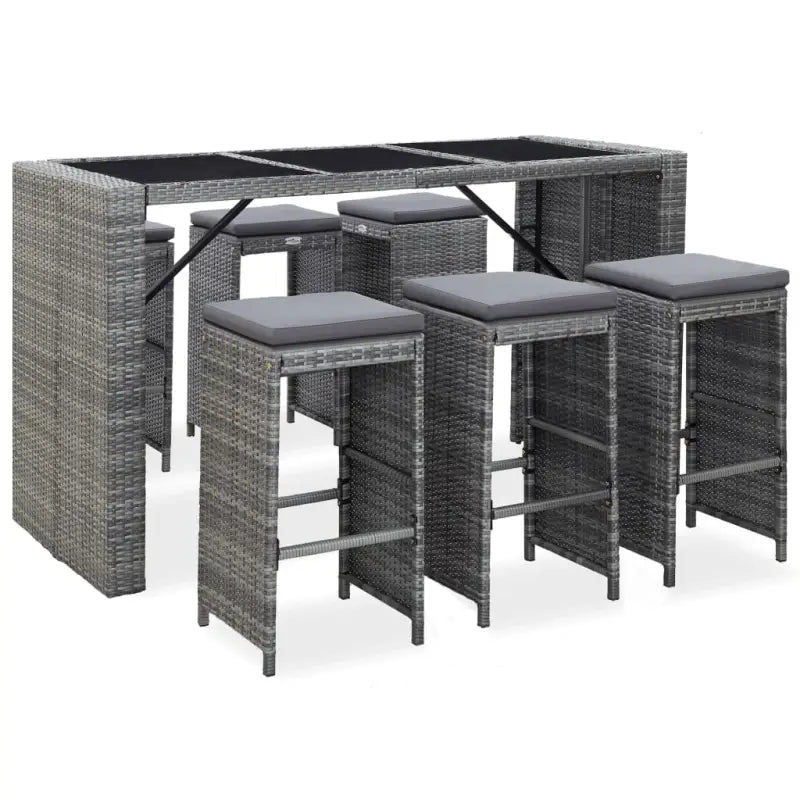 Poly Rattan Tuinbarset met Mat Veiligheidsglas for een elegante tuinruimte - Grijs - Tuinsets